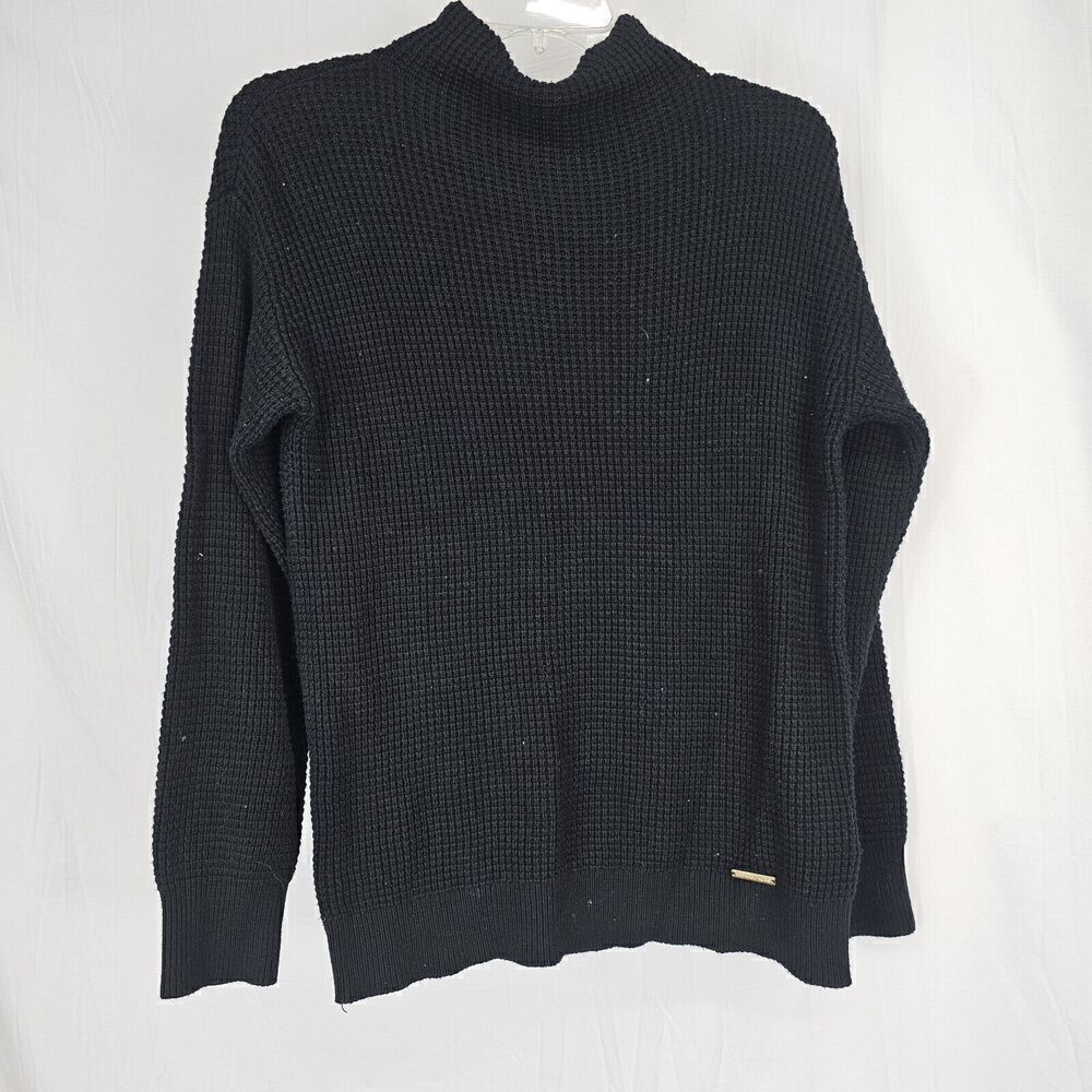 Michael Kors Black Pullover Sweater Waffle Texture Women's Size Small